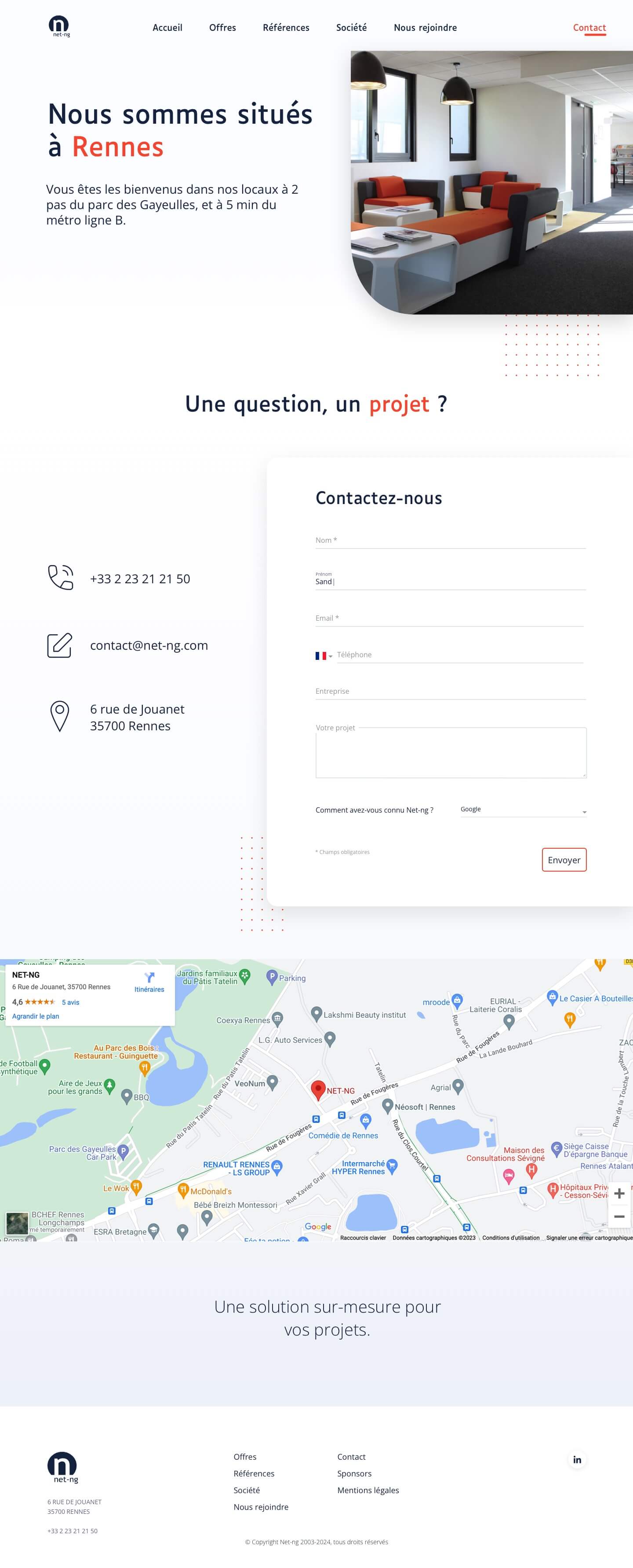 Net-ng  new website :  contact page