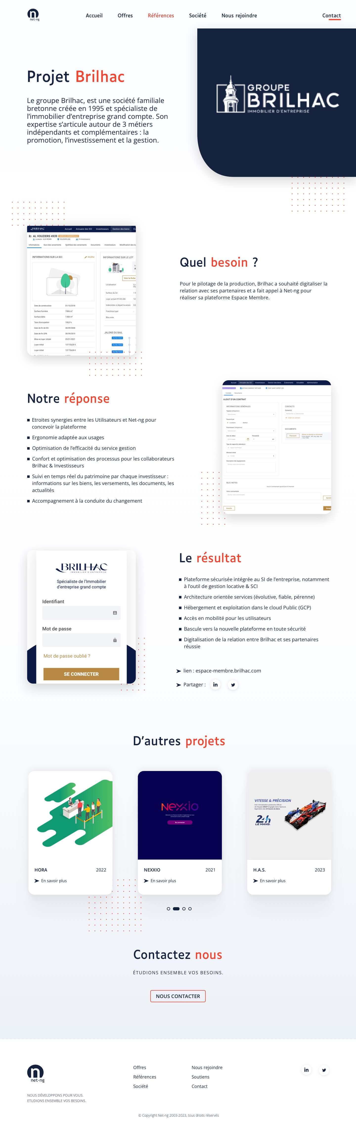 Net-ng  new website : a project page