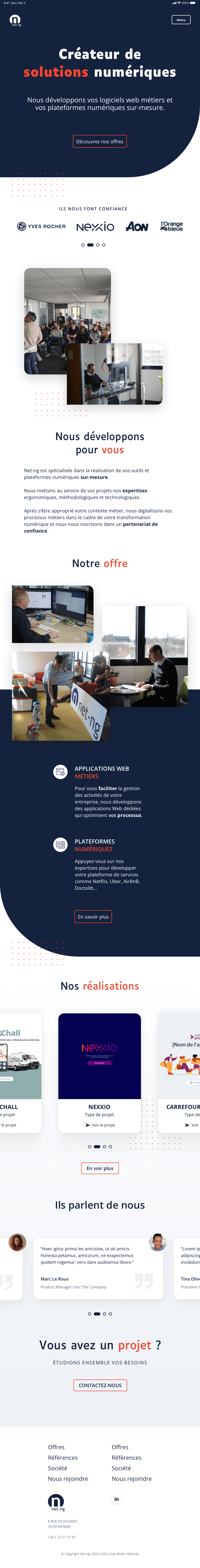 Net-ng  new website : responsive design for mobile
