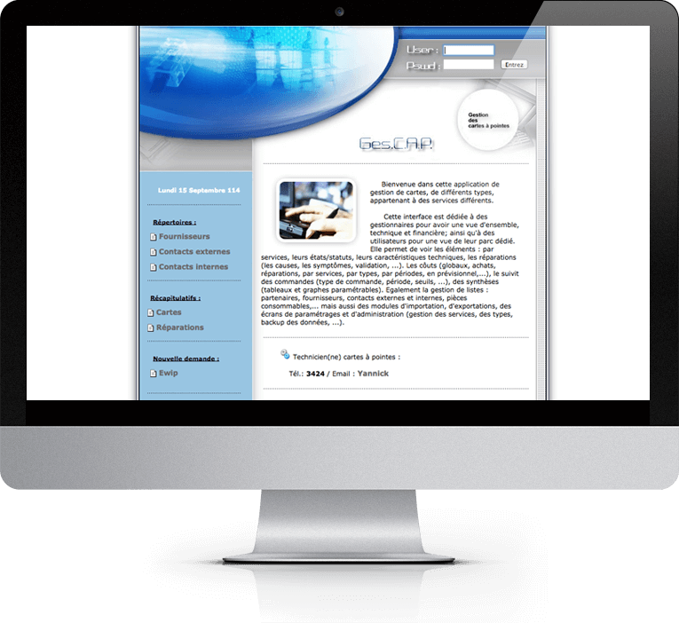 GES.C.A.P. homepage shown on an iMac